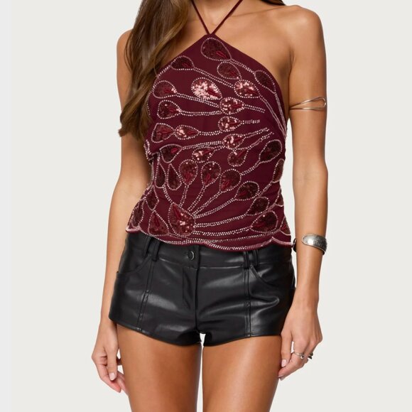 GIVEAWAY - Edikted Embroidered Bead & Sequin Halter Top - Picture 1 of 1